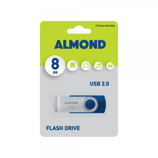 Στικάκι 8GB Almond Flash Drive USB (Μπλε)